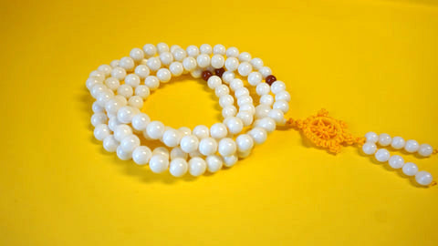 Cream Color Glass Mala Bead