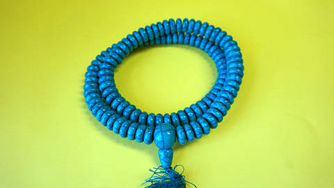 Disc shaped Aqua Mala Bead