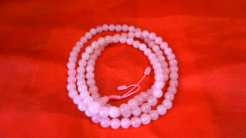 Large Light Pink Smooth Glass Mala