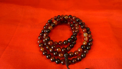 Large Dark Brownish Smooth Glass Mala