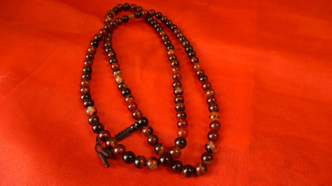 Large Dark Brownish Smooth Glass Mala