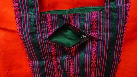 Cotton Multi-stripe Drow-string Tote