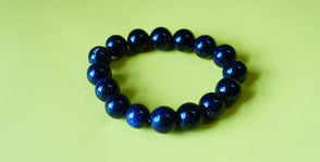 Stretchable, Blue and Black Sparkle Semi-precious Stone Wrist Mala
