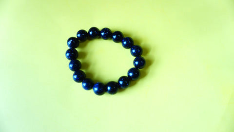Stretchable, Blue and Black Sparkle Semi-precious Stone Wrist Mala