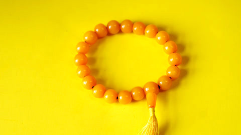 Yellow Stone with Silver Spacers Wrist Mala