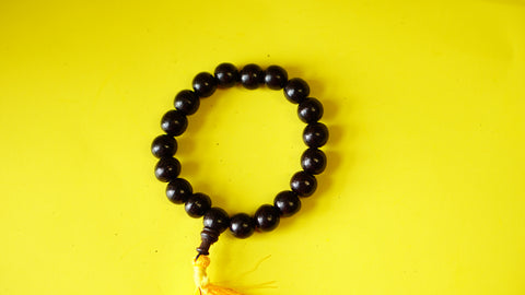 Stretchable Large Beads Dark- Red Wooden Wrist Mala