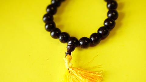 Stretchable Large Beads Dark- Red Wooden Wrist Mala