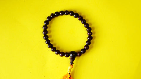 Small beads stretchable Dark-Red Wooden Wrist Mala