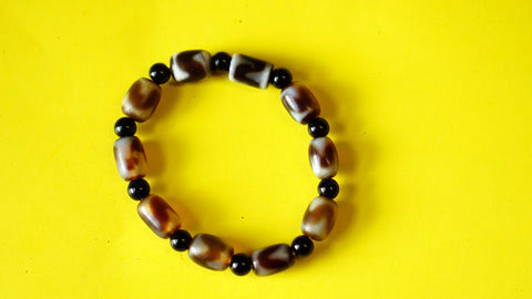 Stretchable Brown, Black and White Stone Wrist Mala.