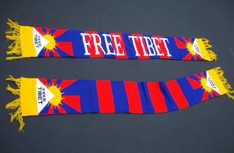 FREE TIBET, Long Scarf with Tibet Flag emblem