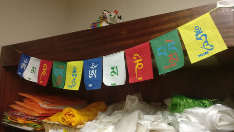 Large buddha of Compassion Tibetan Prayer Flags