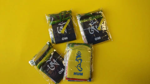 Small Buddha of Compassion Tibetan Prayer Flags Om Mani Padme Hum Set of 10