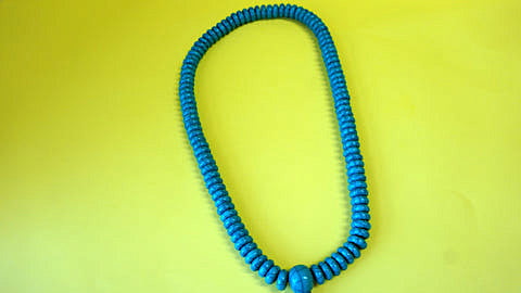 Disc shaped Aqua Mala Bead