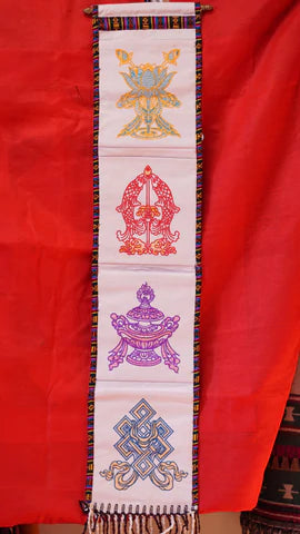 Four pocket traditional Tibetan wall hanger
