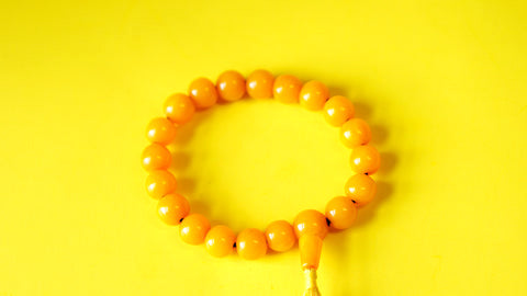 Yellow Stone with Silver Spacers Wrist Mala