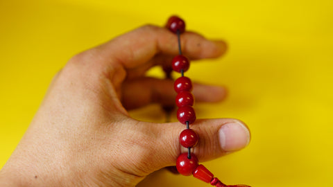 Stretchable Dark-Red Stone with Silver Spacers Wrist Mala