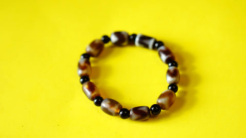 Stretchable Brown, Black and White Stone Wrist Mala.