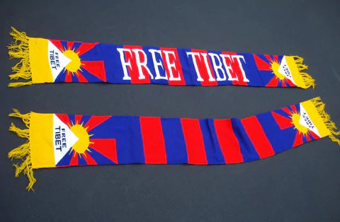 FREE TIBET,  Long Scarf with Tibet Flag emblem